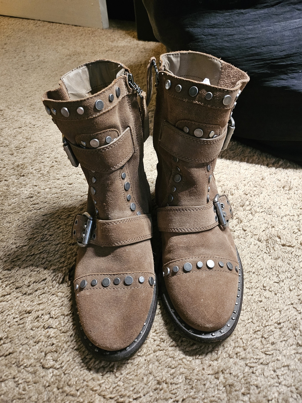 Coleman Brown Studded Suede Combat Boots